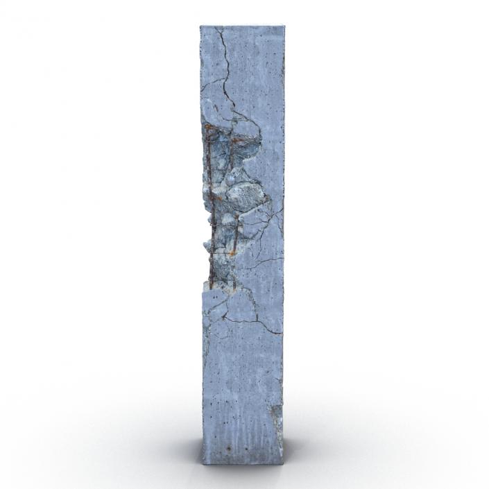 3D Concrete Pillar Damaged model