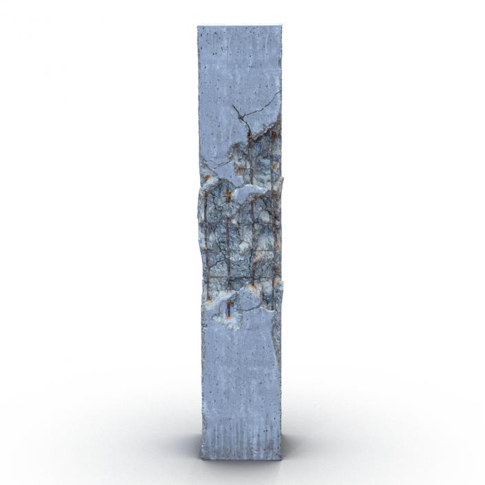 3D Concrete Pillar Damaged model