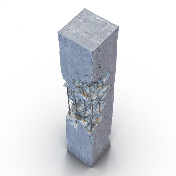 3D Concrete Pillar Damaged model