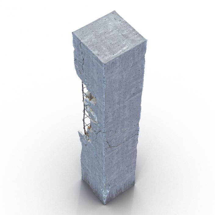 3D Concrete Pillar Damaged model