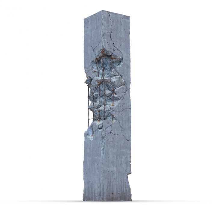 3D Concrete Pillar Damaged model