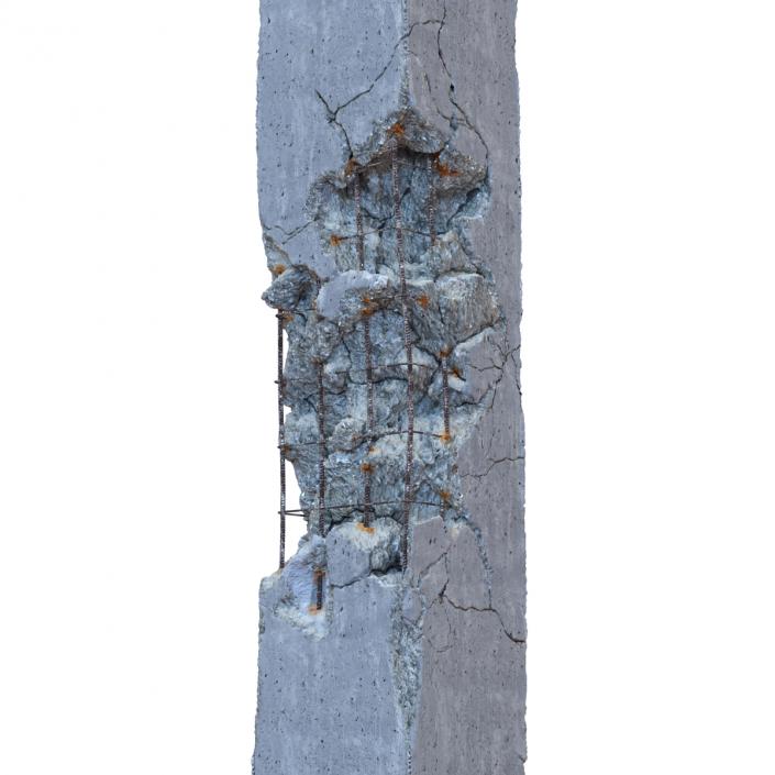 3D Concrete Pillar Damaged model