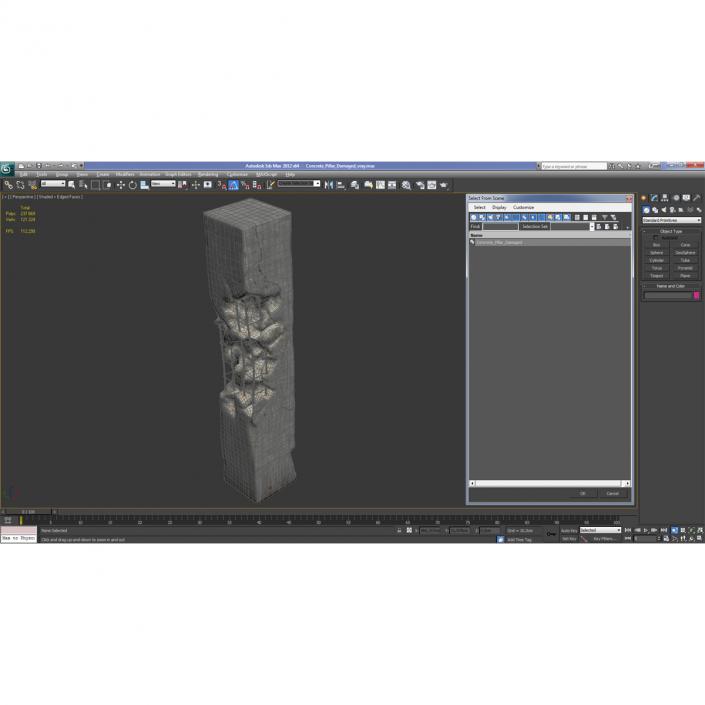 3D Concrete Pillar Damaged model