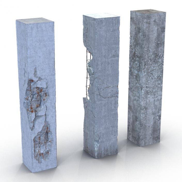 3D model Concrete Pillars Set