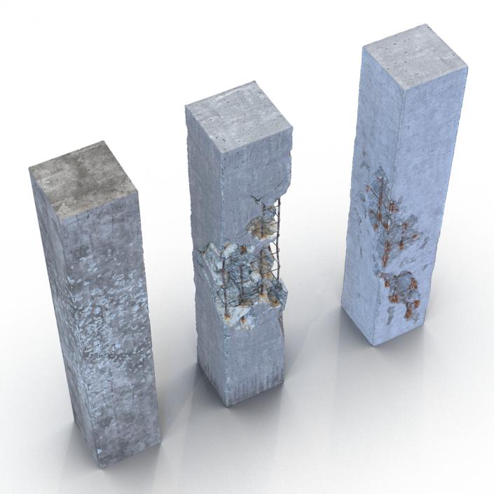 3D model Concrete Pillars Set