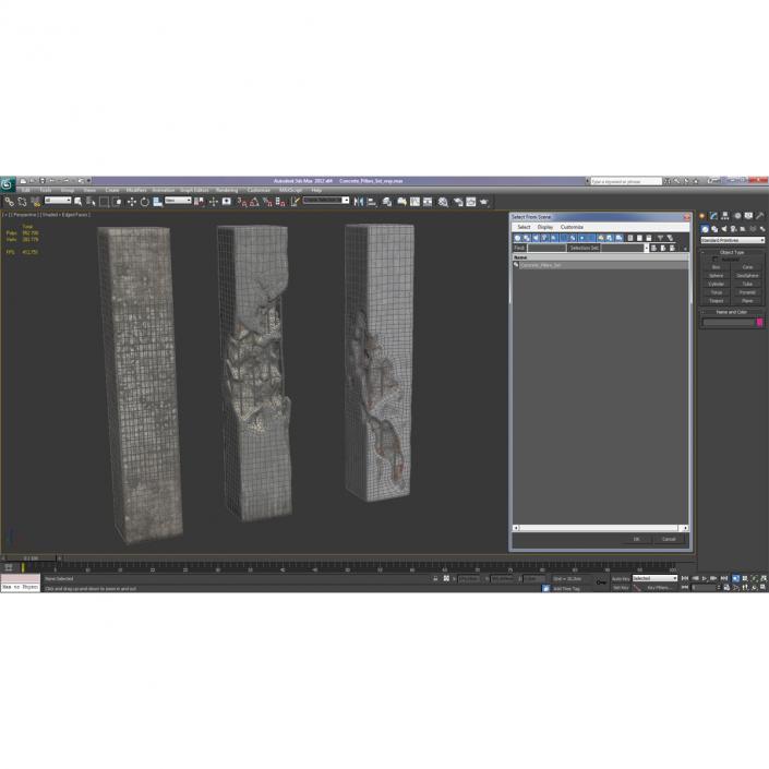 3D model Concrete Pillars Set