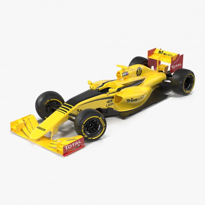 Formula One Car Rigged Yellow 3D model