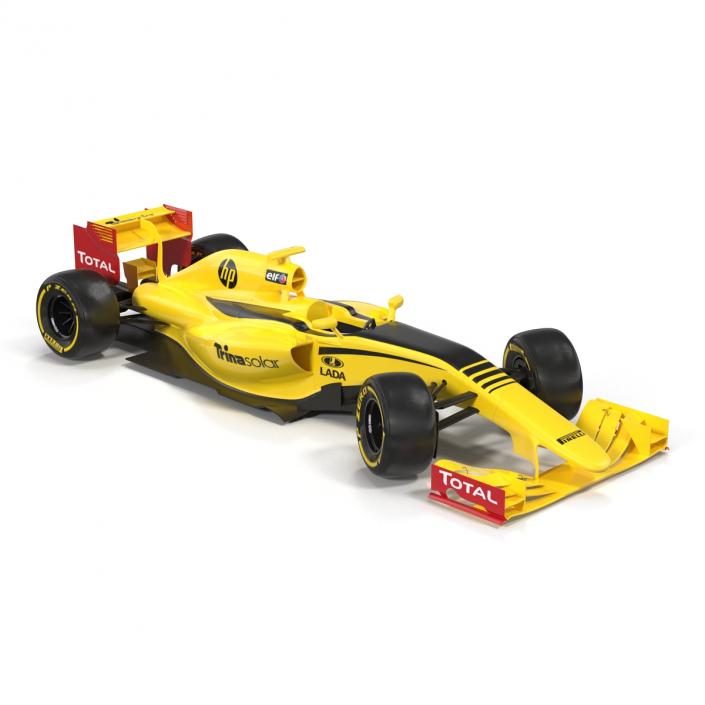 Formula One Car Rigged Yellow 3D model