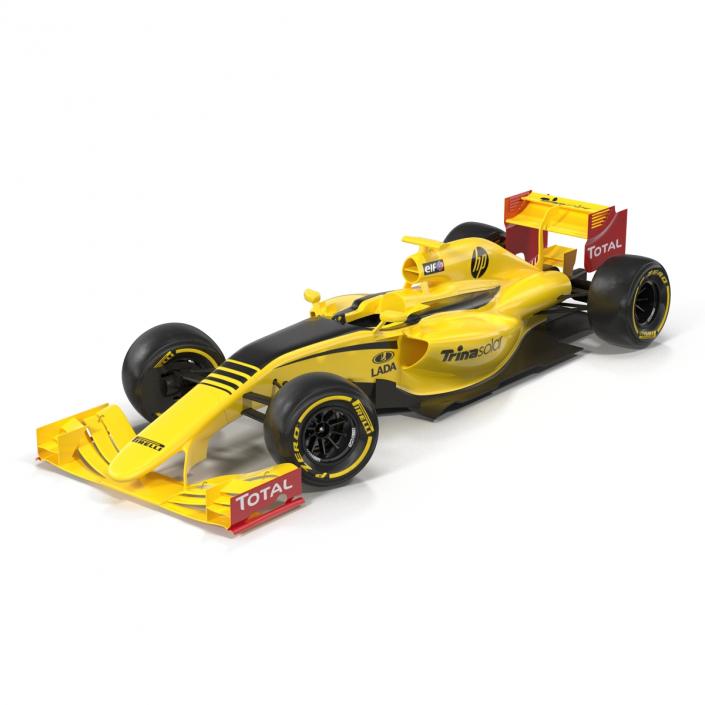 Formula One Car Rigged Yellow 3D model