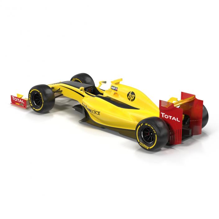 Formula One Car Rigged Yellow 3D model