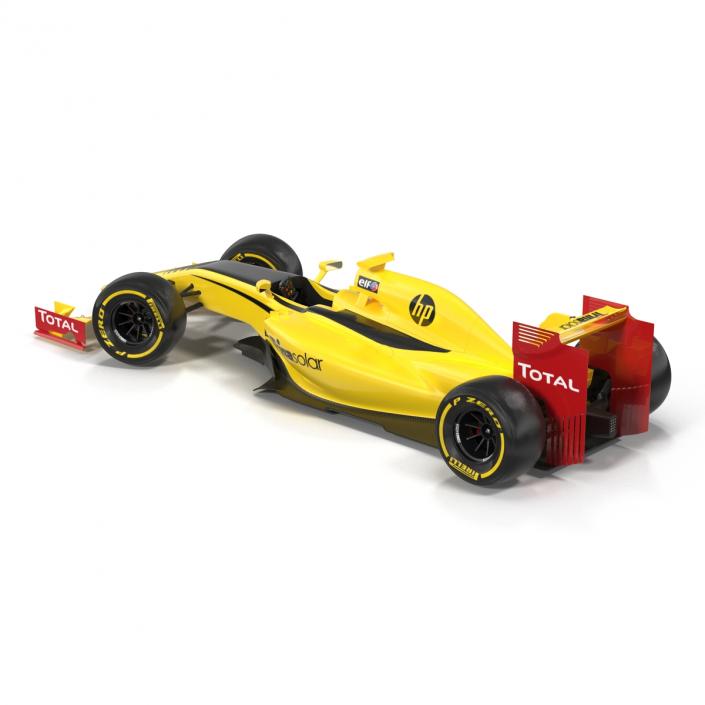 Formula One Car Rigged Yellow 3D model