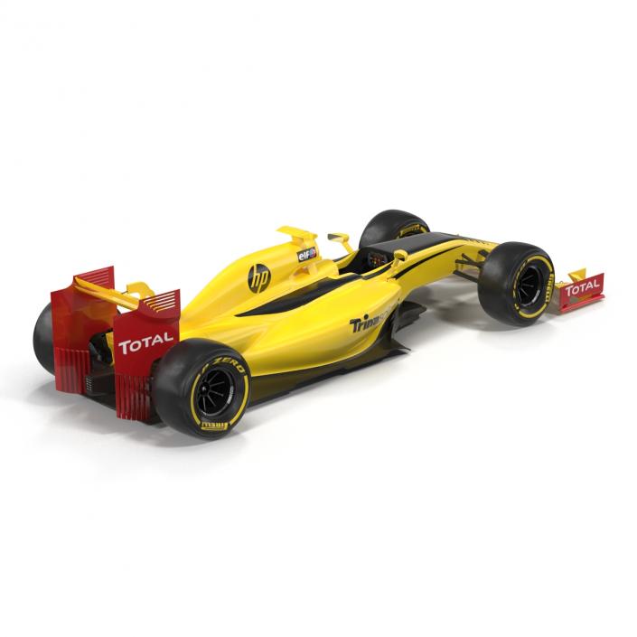 Formula One Car Rigged Yellow 3D model