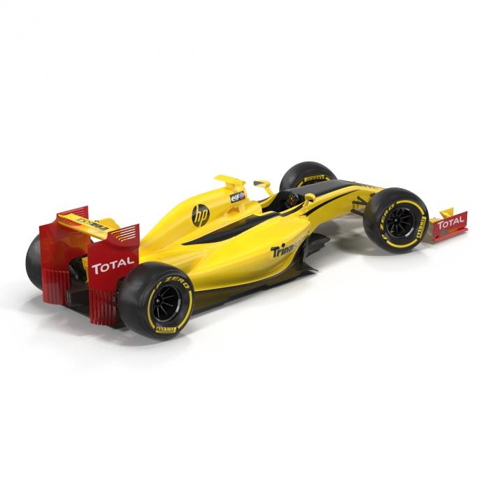 Formula One Car Rigged Yellow 3D model