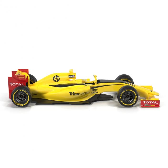 Formula One Car Rigged Yellow 3D model