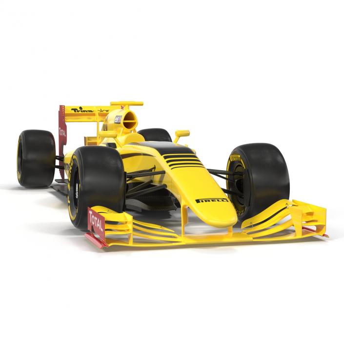 Formula One Car Rigged Yellow 3D model