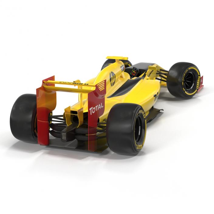 Formula One Car Rigged Yellow 3D model