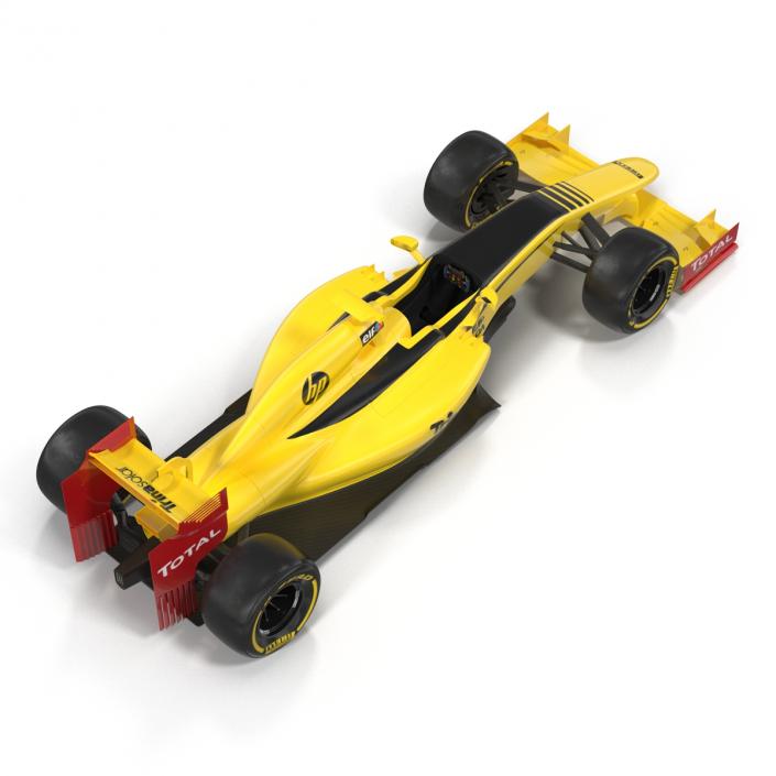 Formula One Car Rigged Yellow 3D model