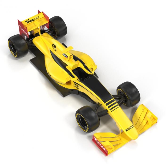 Formula One Car Rigged Yellow 3D model