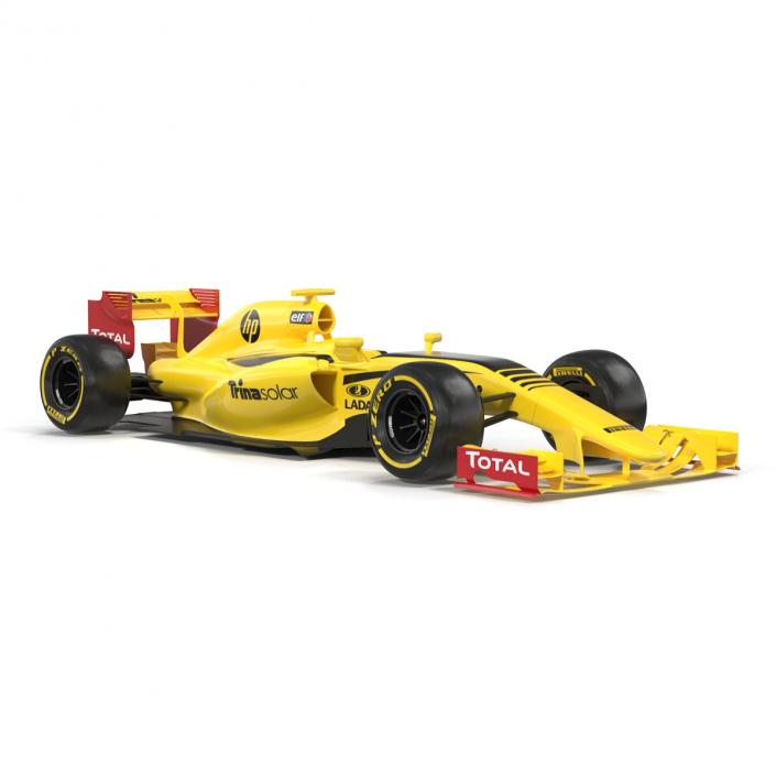 Formula One Car Rigged Yellow 3D model