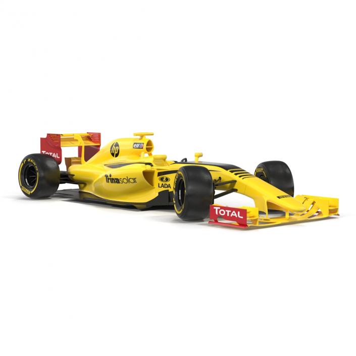 Formula One Car Rigged Yellow 3D model