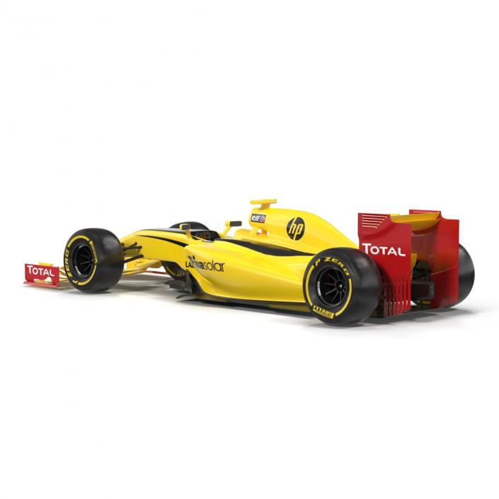 Formula One Car Rigged Yellow 3D model