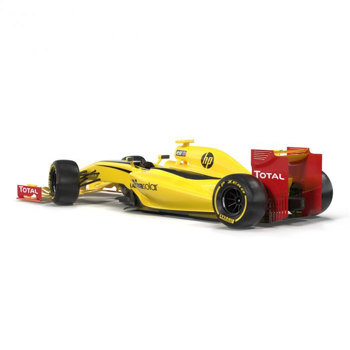 Formula One Car Rigged Yellow 3D model