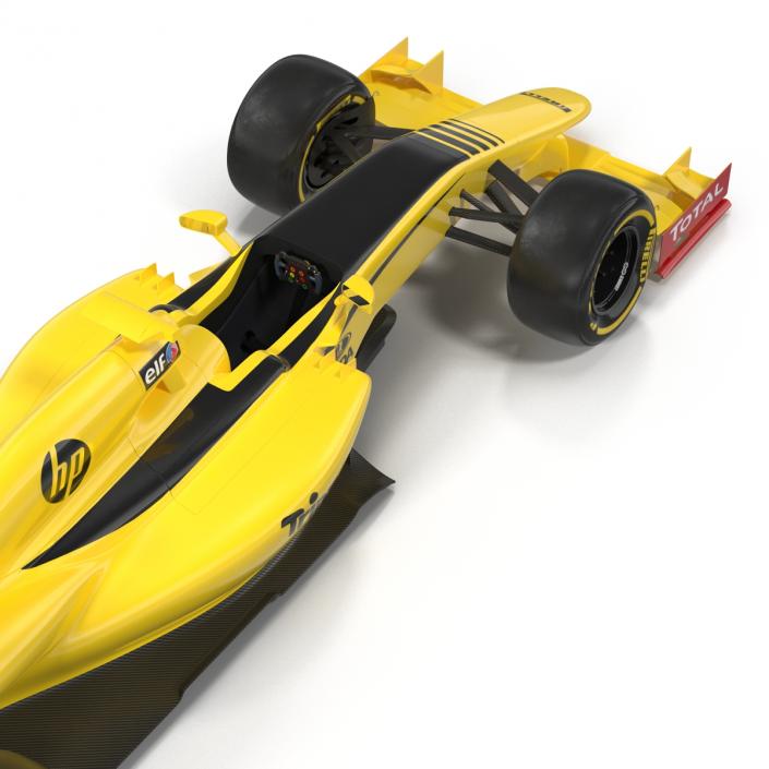 Formula One Car Rigged Yellow 3D model