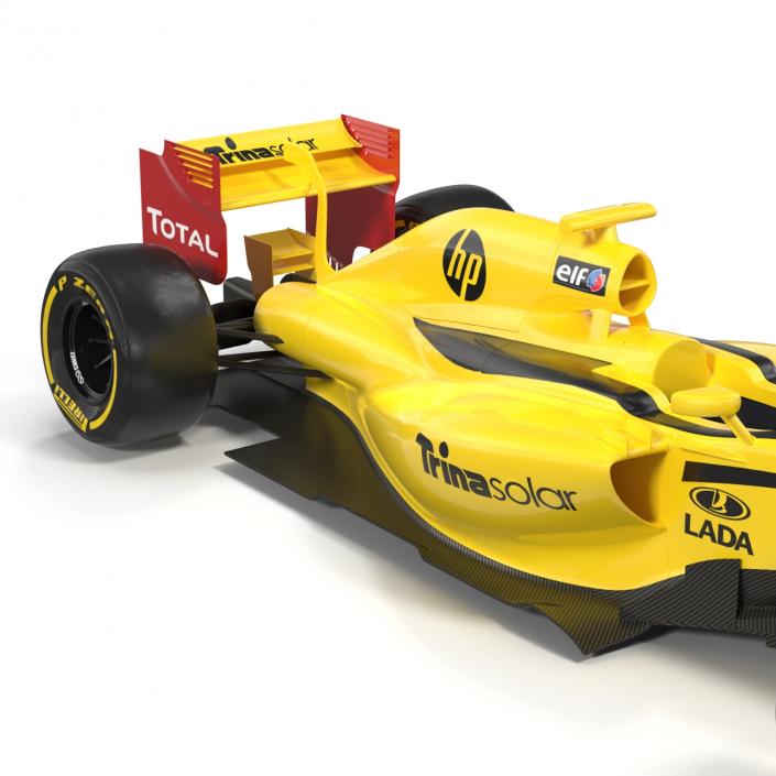 Formula One Car Rigged Yellow 3D model