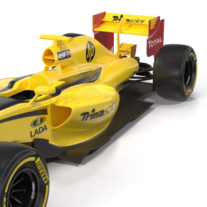 Formula One Car Rigged Yellow 3D model