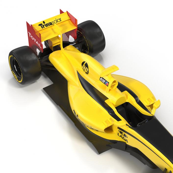 Formula One Car Rigged Yellow 3D model