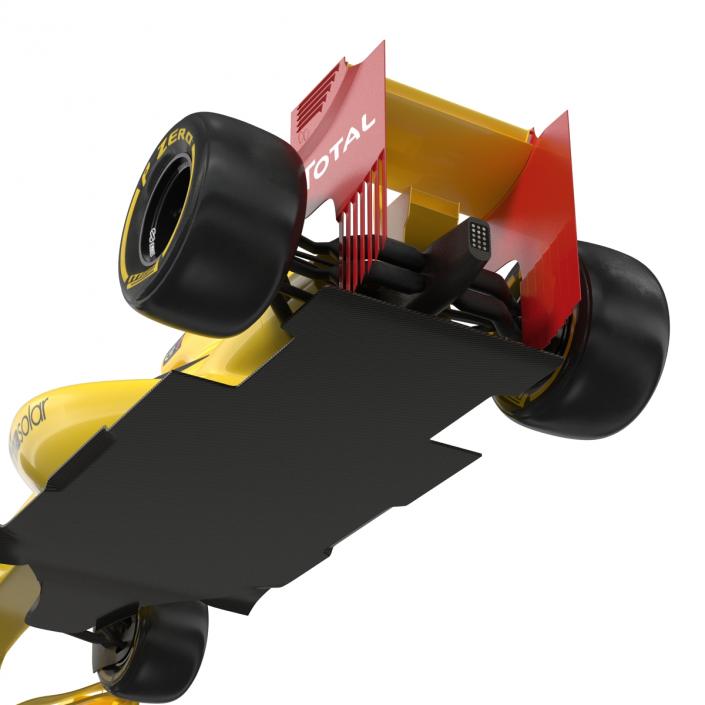 Formula One Car Rigged Yellow 3D model