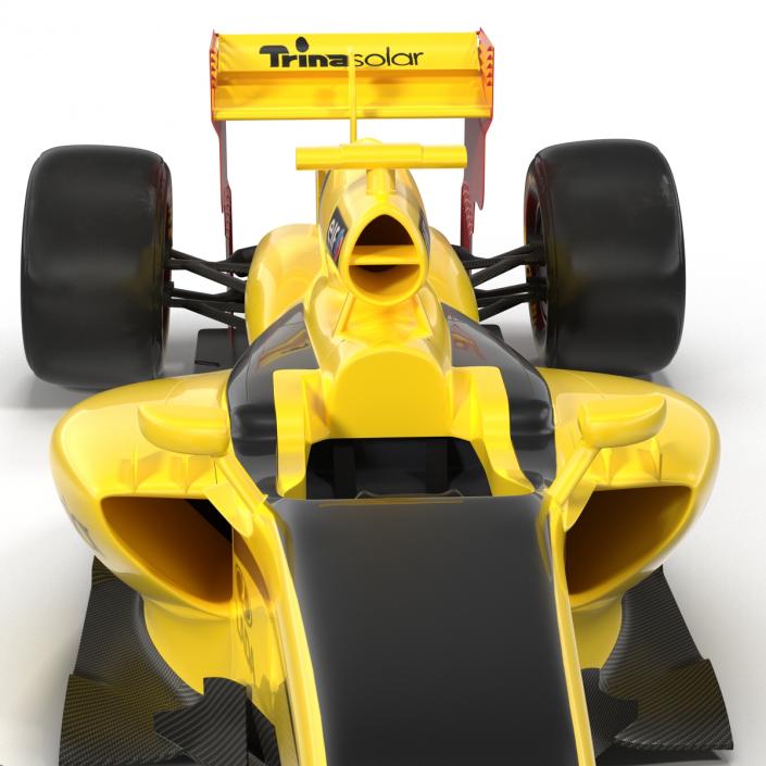 Formula One Car Rigged Yellow 3D model