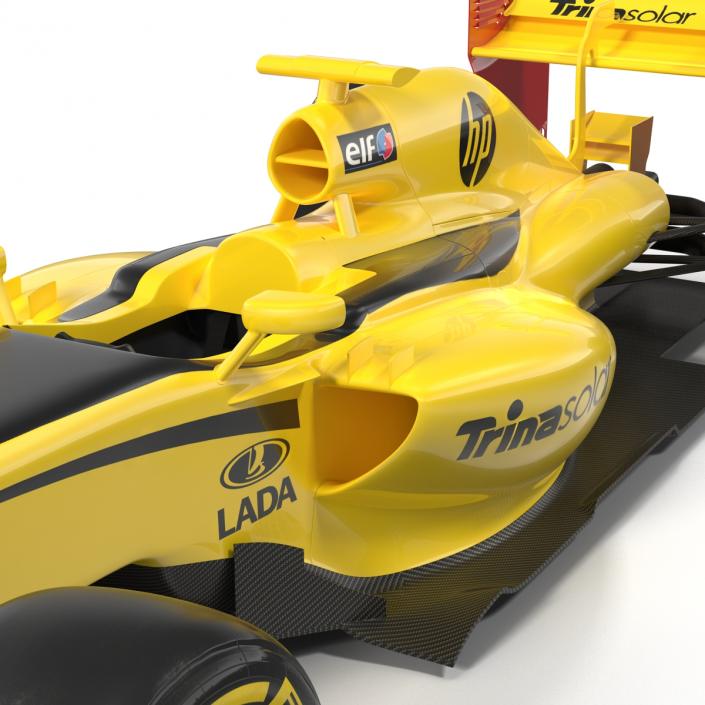 Formula One Car Rigged Yellow 3D model