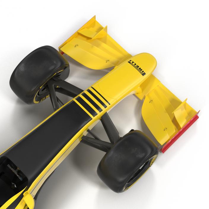 Formula One Car Rigged Yellow 3D model