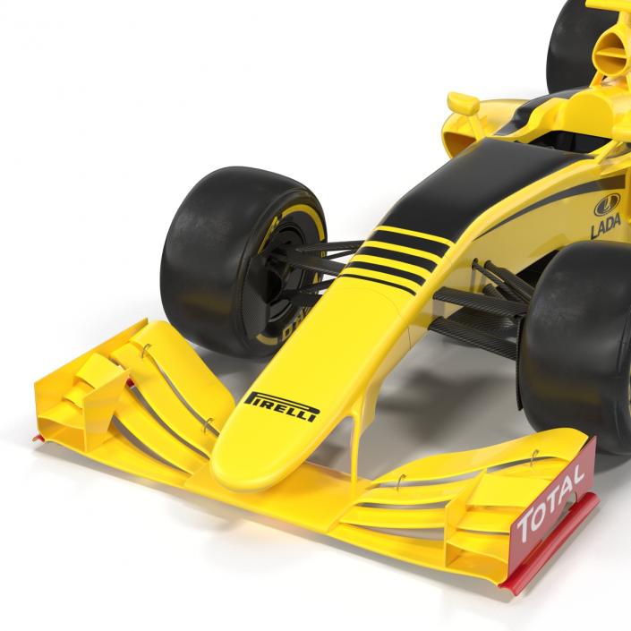 Formula One Car Rigged Yellow 3D model