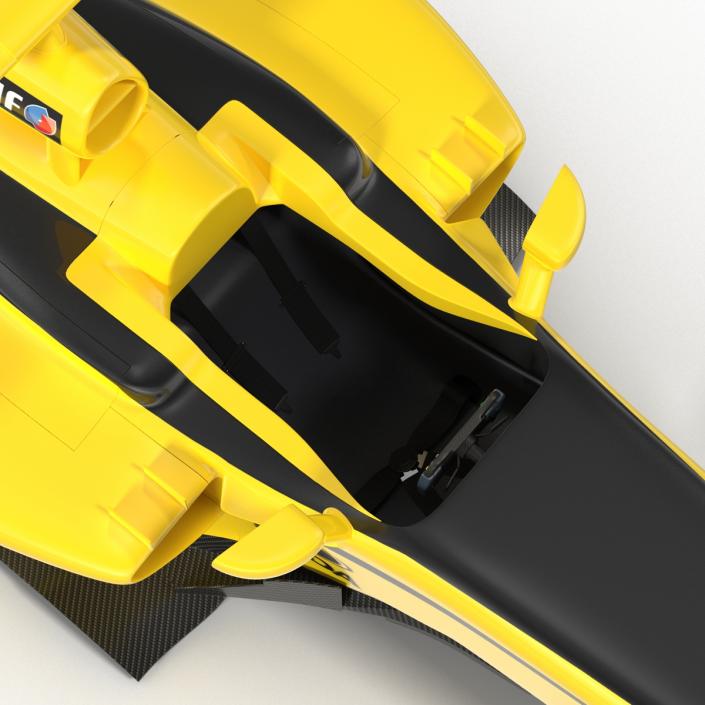 Formula One Car Rigged Yellow 3D model