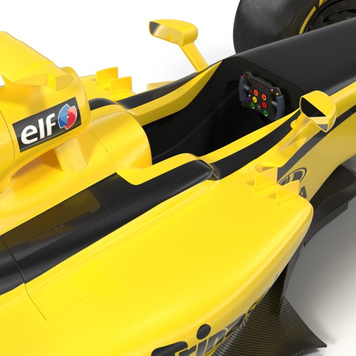 Formula One Car Rigged Yellow 3D model