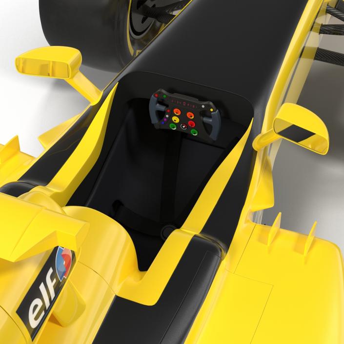 Formula One Car Rigged Yellow 3D model