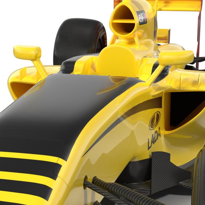 Formula One Car Rigged Yellow 3D model