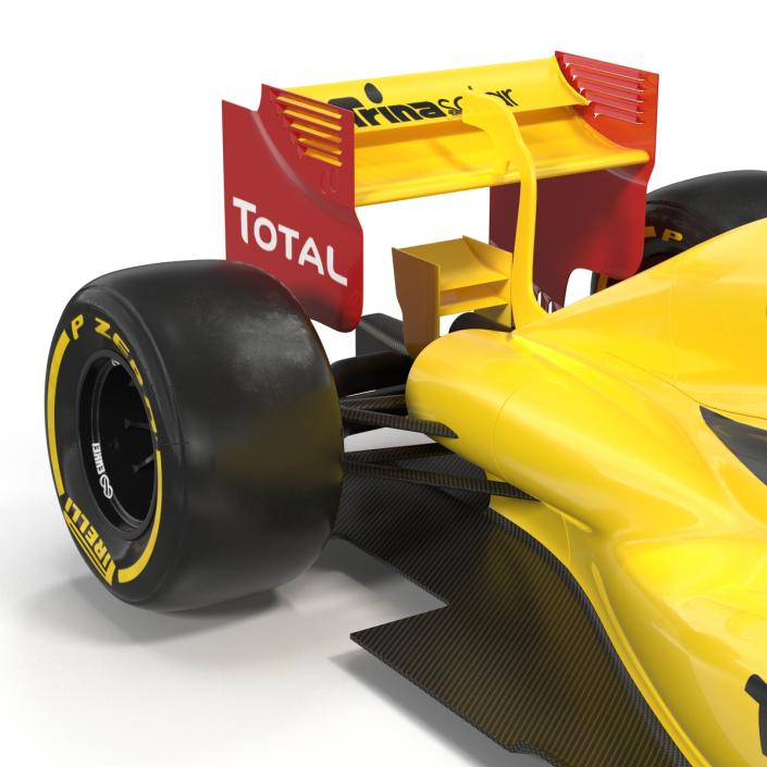 Formula One Car Rigged Yellow 3D model