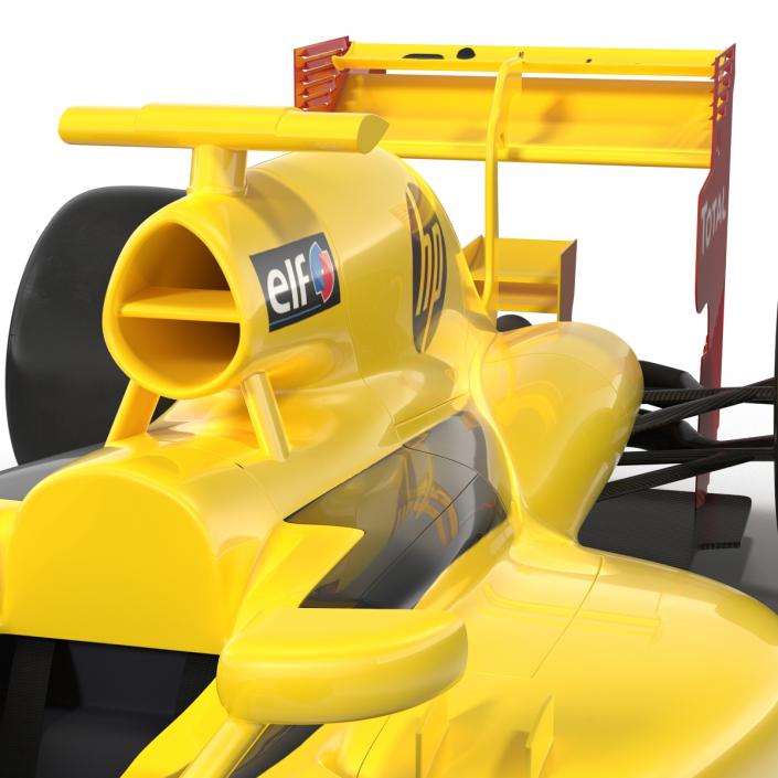 Formula One Car Rigged Yellow 3D model