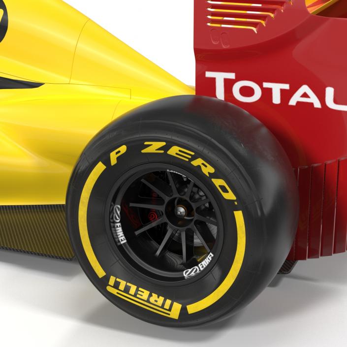 Formula One Car Rigged Yellow 3D model