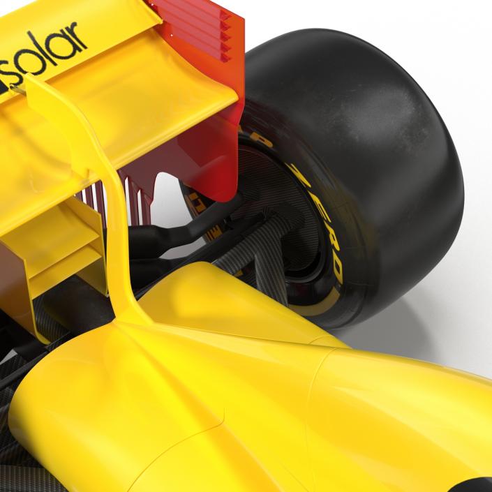 Formula One Car Rigged Yellow 3D model