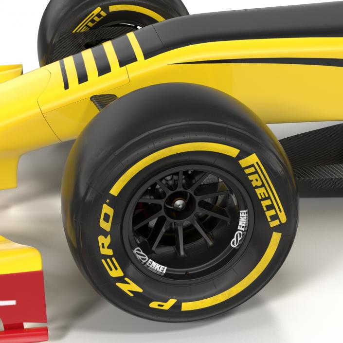 Formula One Car Rigged Yellow 3D model