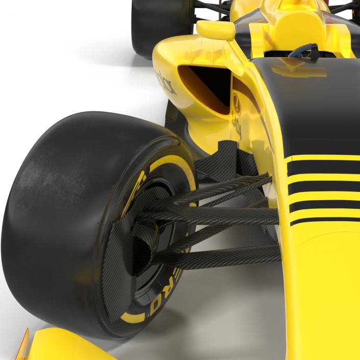 Formula One Car Rigged Yellow 3D model