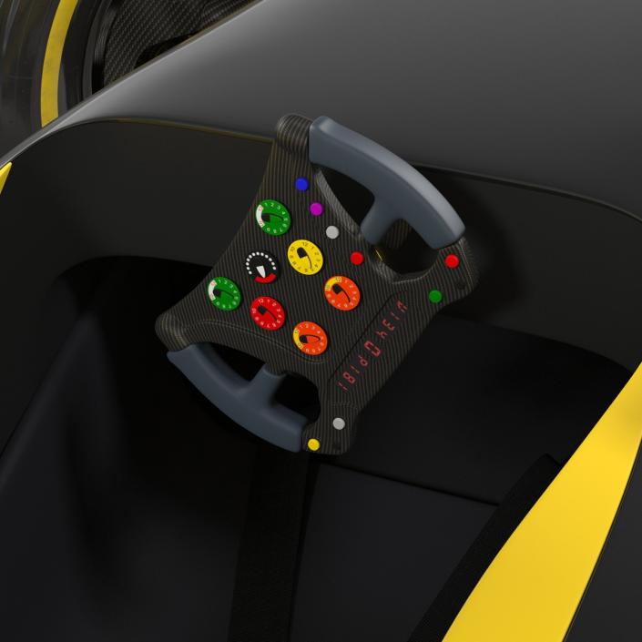 Formula One Car Rigged Yellow 3D model