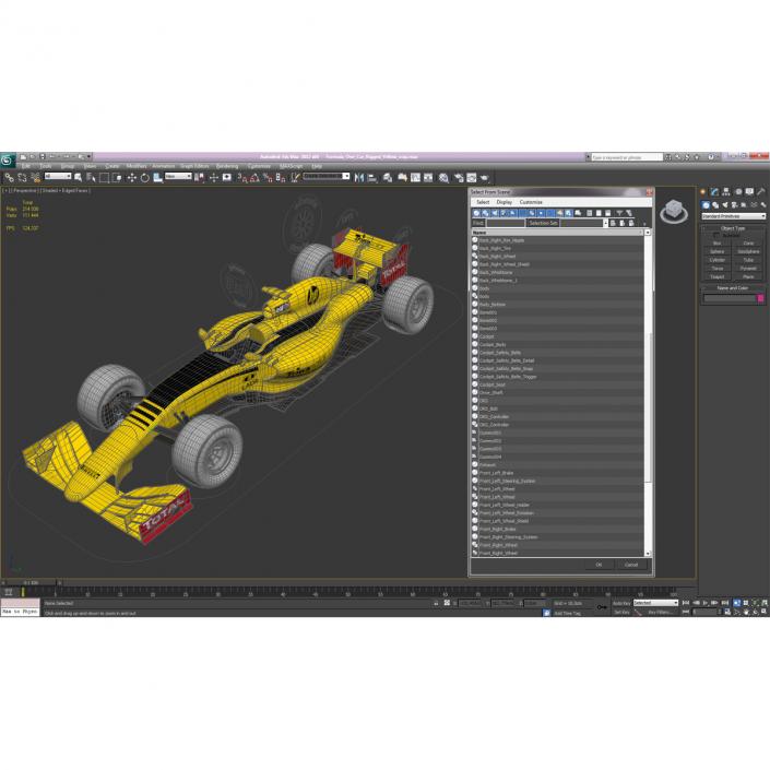 Formula One Car Rigged Yellow 3D model