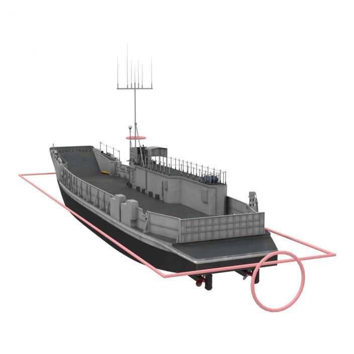 Landing Craft Utility Class 1627 Rigged 3D model