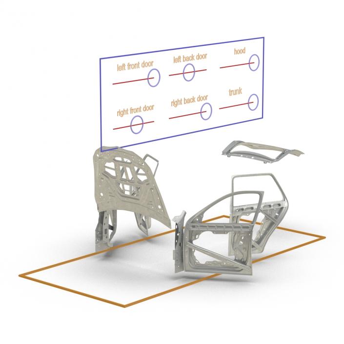 3D SUV Doors Hood and Trunk Rigged