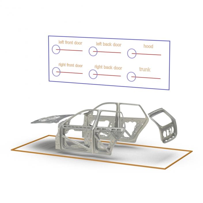 3D SUV Doors Hood and Trunk Rigged